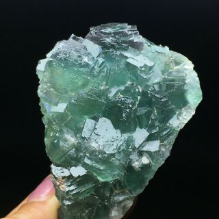 218.  5g Natural Translucent Green Trapezoidal Fluorite Crystal Mineral Specimen