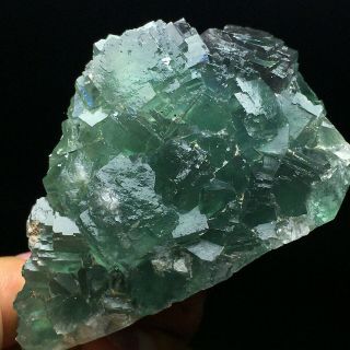 218.  5g Natural Translucent Green Trapezoidal Fluorite Crystal Mineral Specimen 3
