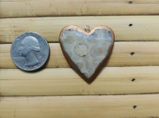 As - Is Michigan Petoskey Stone Heart Pendant With Copper Boarder 35 X 33 X 4 Mm