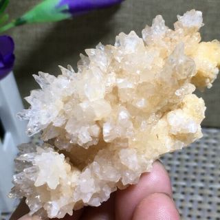 Rare NATURAL Cubic white yellow calcite Quartz Crystal Mineral Specimen k1120 2