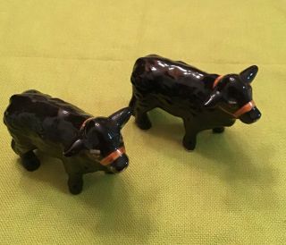 Vintage Black Angus Bull Cow Salt And Pepper Shaker Ceramic