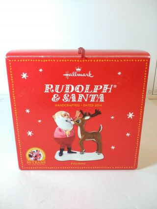 2014 Hallmark Rudolph And Santa Figurine Rudolph The Red Nosed Reindeer