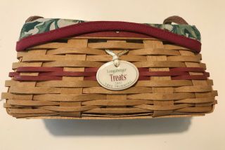 2002 Longaberger Treats Basket With Protector And Liner And Tie On