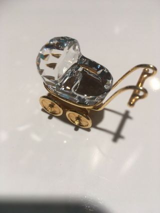 Swarovski Crystal Baby Carriage,  With Gold Trim - Nearly