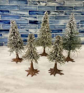Department 56: Norway Pine Trees - Set Of 5,  2 - 12”,  1 - 8”,  2 - 7”.