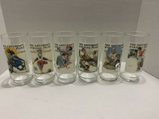 Norman Rockwell Saturday Evening Post Arby’s Collector’s Series Glasses Set Of 6
