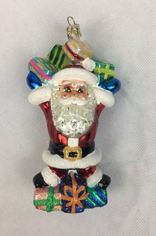 Christopher Radko Santa Claus Delivering Presents Christmas Ornament