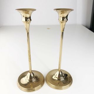 Vintage Brass Candlestick Candle Holders 9” Set Of 2