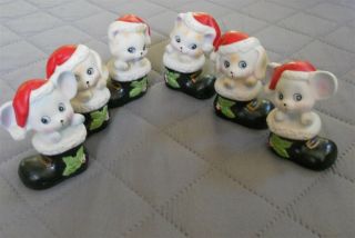 Vtg Homco 8903 Christmas Animal Figurines In Boots Cats Dogs Mouse Set Of 6