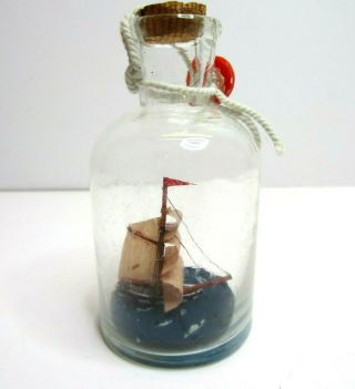 Vintage Ship In Bottle Souvenir Nautical Decor