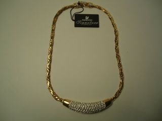 Swarovski Signature Jewelry Golden Link & Crystals Necklace 16.  0 " - Tag $160.  00