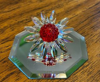 Swarovski Crystal Scs 2000 Renewal Red Marguerite Daisy Flower,  Retired,  Logo