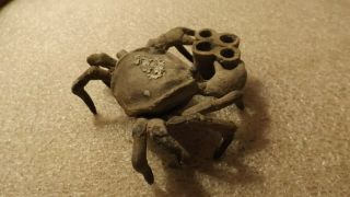 Vintage Metal Flower Frog Figure Crab L 3