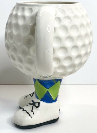 Golf Ball Footed Coffee Mug Cup Dimpled with Feet Argyle Socks with Golf Shoes 2