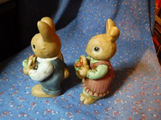 Two HOMCO 1446 Porcelain Harvest Bunnies Rabbits About 5 3/8 Inch High 2