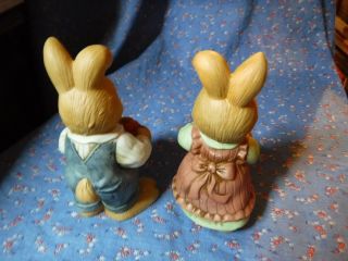 Two HOMCO 1446 Porcelain Harvest Bunnies Rabbits About 5 3/8 Inch High 3