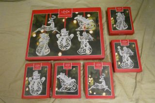 Lenox Sparkle And Scroll - 5 Frosted Christmas Ornaments