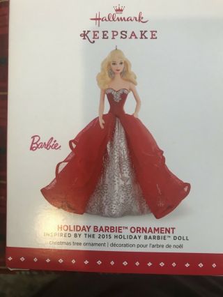 Hallmark Keepsake Ornament 2015 Holiday Barbie 1st In Series Nib