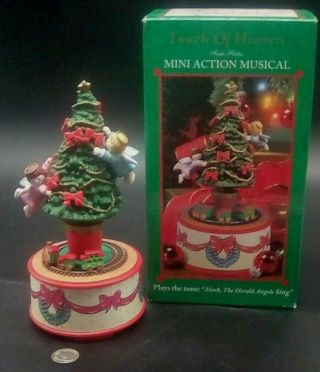 1997 Enesco Mini Action Musical Touch Of Heaven Hark,  The Herald Angels Sing Box