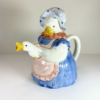 Vintage Otagiri Mother Duck Hand Painted Tea Pot,  Japan