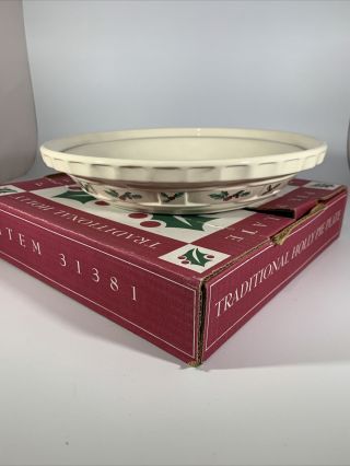 Longaberger Pottery Pie Dish Trim Holly Berries Woven Traditions Boxed