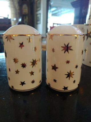 Galaxy Fine Porcelain By Sakura Salt And Pepper Shakers White,  Gold Starburst