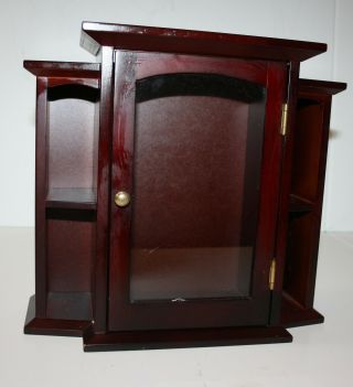 Cherry Wood Curio Cabinet Glass Door Wall Mount Or Tabletop 11.  25 X 4.  75 X 10.  25
