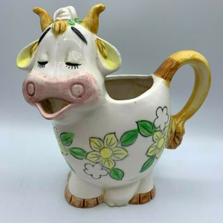 Vintage A Price Imports Ceramic Cow Figural Milk Pitcher Vase Japan