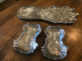 Set Of 3 Fitz And Floyd Metal Vegetable Serving Dishes Trays 18” / 8 "