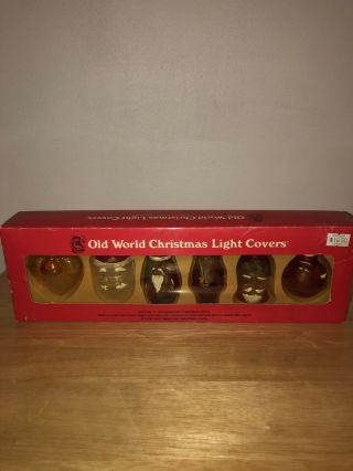 Vintage Old World Christmas Glass Light Covers Set Of 6 With Box -