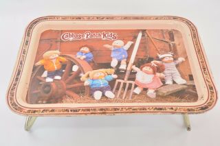 Vtg Cabbage Patch Kids 80s Metal Tin Retro Lunch Lap Tray Tv Retro