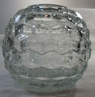 Fairy Lamp 5 " Round Clear Glass Diamond Cut Pattern Tealight Votive Holder