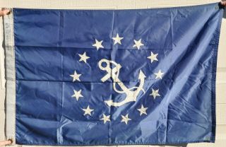 Vintage Nautical Yacht Sailboat Ensign Flag Fouled Anchor 13 Stars Blue Field