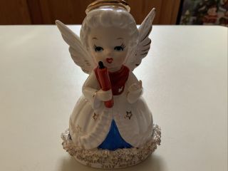Vintage Napco July Birthday Girl Angel Figurine W/spaghetti Trim