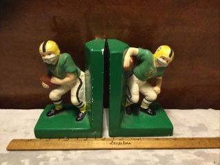 Vintage Ceramic Football Player Bookends - Made In Japan
