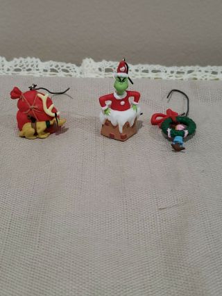 Hallmark Keepsake Merry Grinch - Mas Set Of 3 Christmas Ornaments 1999