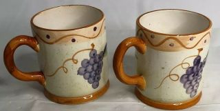 Vintage Designpac Coffee Mugs Set Of 2 Fruit Berries/grapes Apricot Cups