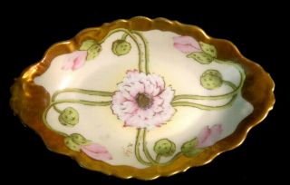 C 1900 Elite Limoges France Porcelain Plate W/ Hand Paint Flowers & Buds