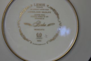 Lenox Woodland Wildlife Plate BOBCATS 1980 Edward Marshall Boehm Studios 1981 3