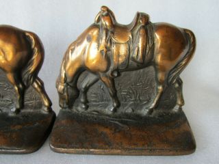 Antique Western Americana Horse Design Bronze Clad Bookend Set 3