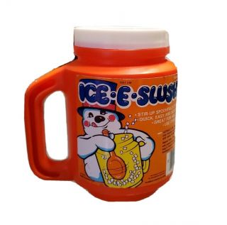 Vintage " Ice - E - Slusher " 1984 Flambeau Orange Make Your Own Slushie Mug