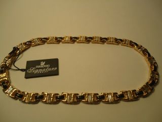 Swarovski Signature Jewelry Golden Link Black Inlaid & Crystal Necklace 16 " $95
