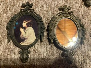 Vintage Victorian Small Oval Picture Frames Made In Italy (2),  6.  25 " Tall