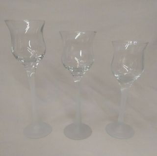 Party Lite Iced Crystal Trio Frosted Glass Votive Holder Ships