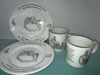 4 Pc Peter Rabbit Plate & Mug By Wedgwood Made In England Cup Child
