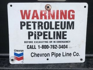 Warning Petroleum Pipeline 11” X 8 1/2” Metal Sign (chevron)