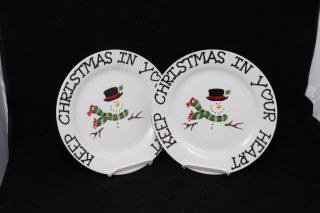 Keep Christmas In Your Heart 9 " Salad Dessert Plates Set Of 2