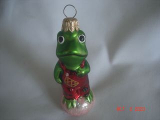 So Cute1996 Christopher Radko Froggy Child Green Frog Blown Glass Ornament