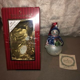 Waterford 10th Anniversary Holiday Heirlooms Snowman Holding Present Ornament
