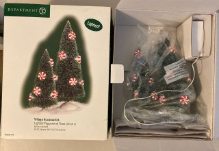 Dept 56 Christmas Village Accessories Lighted Peppermint Trees Set Of 2 53194